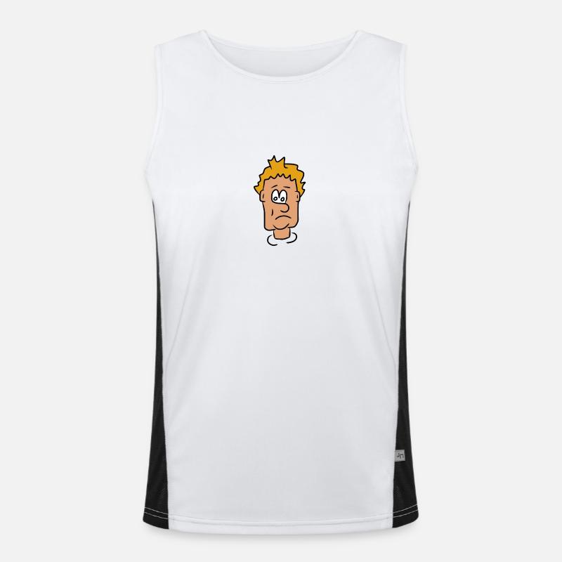 Sad comic face dissatisfied Men's Functional Contrast Tank Top 