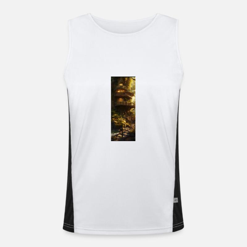 Fantasy Baumhaus Funktionelles Kontrast-Tank Top für Männer 