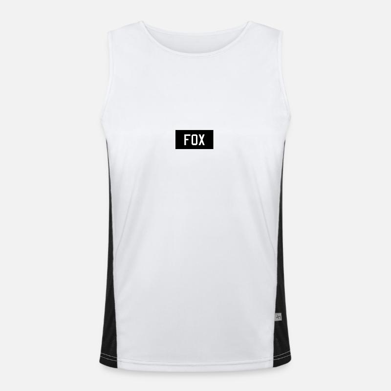 "FOX" patch - Men's Functional Contrast Tank Top  - white/black