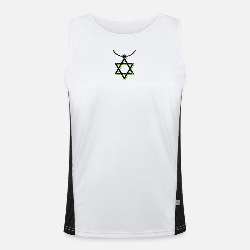 David star - Men's Functional Contrast Tank Top  - white/black