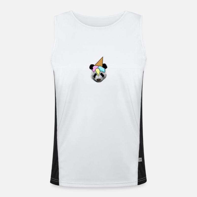 Panda with ice cream as a hat Men's Functional Contrast Tank Top 