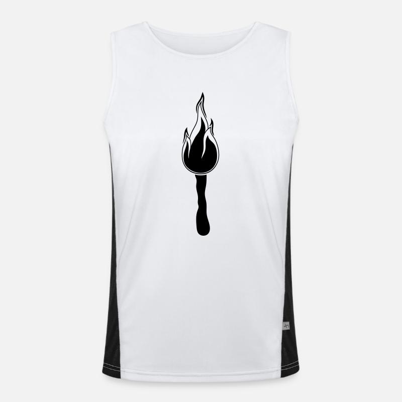 black night walk torch light bright fire fla Men's Functional Contrast Tank Top 