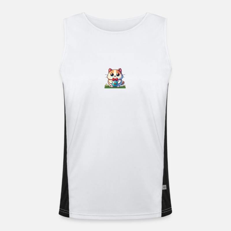 Karikatur Katze 1 Funktionelles Kontrast-Tank Top für Männer 
