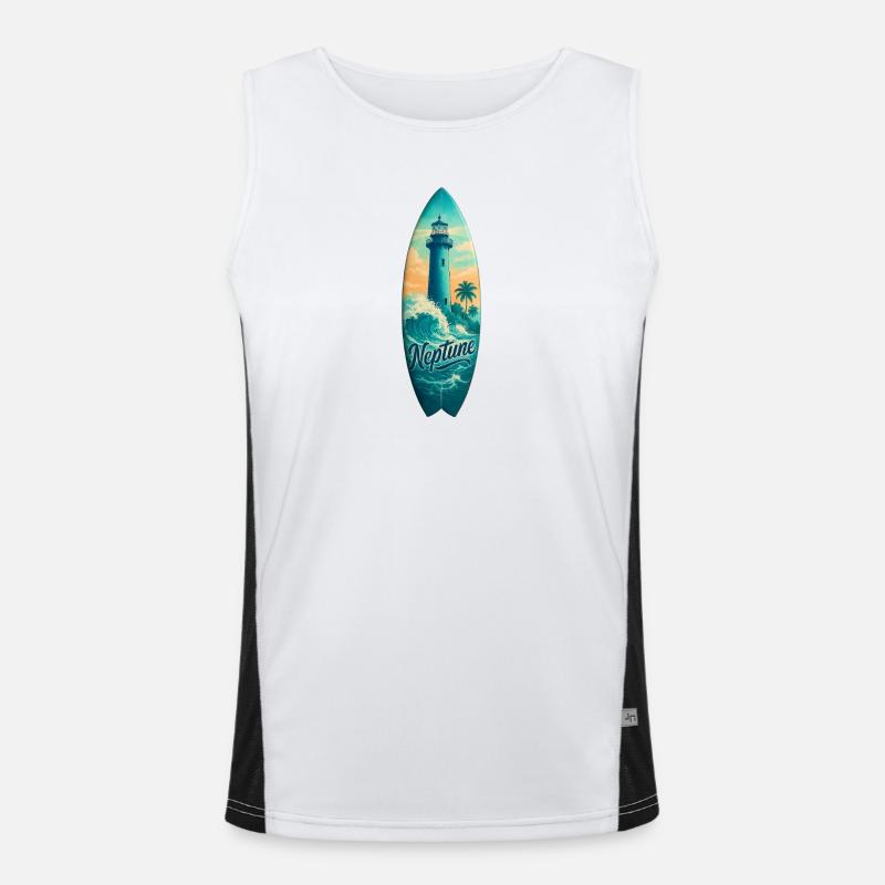 Neptune Lighthouse Surfbrett Funktionelles Kontrast-Tank Top für Männer 