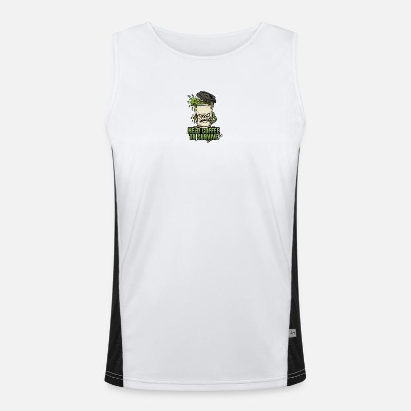 Café Zombie braucht Kaffee Funktionelles Kontrast-Tank Top für Männer 