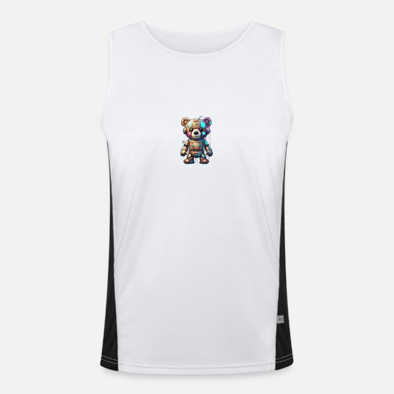 Robot Bear - Men's Functional Contrast Tank Top  - white/black