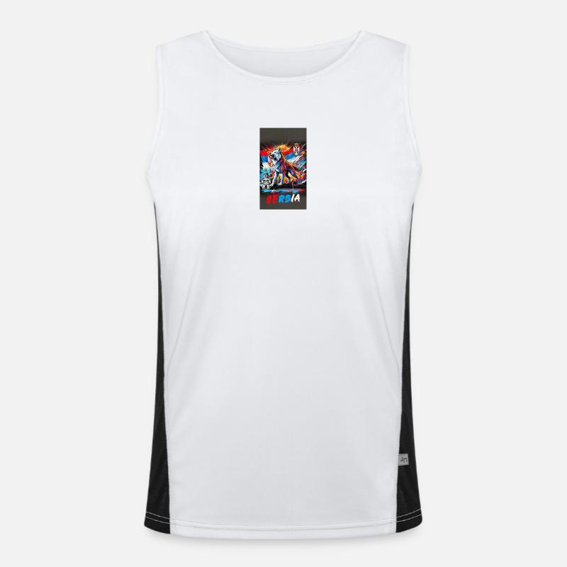 Conception du drapeau national du loup de Serbie Débardeur respirant contrasté Homme 