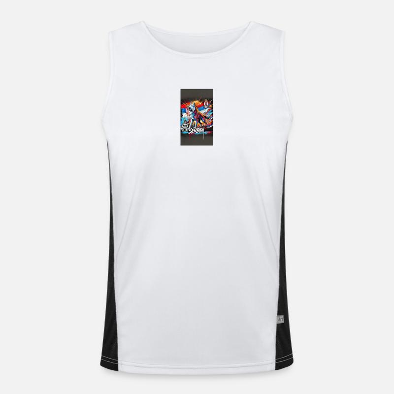 Serbien Wolf Nationalflaggen Design Funktionelles Kontrast-Tank Top für Männer 