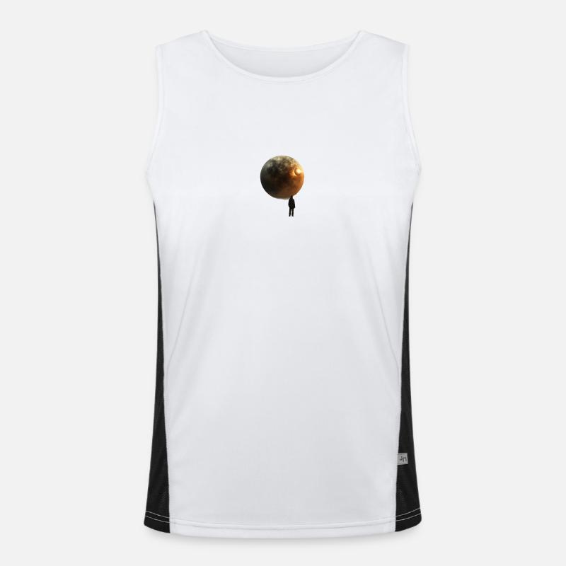 Two planets that collide creating an explosion Funktionelles Kontrast-Tank Top für Männer 