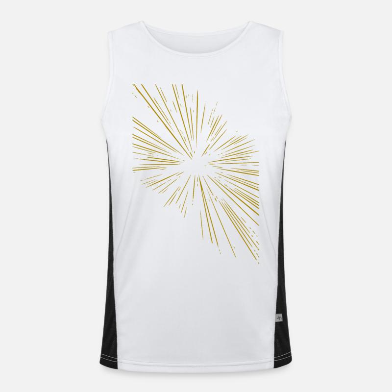 Abstract rays / gold / pattern / line - Men's Functional Contrast Tank Top  - white/black