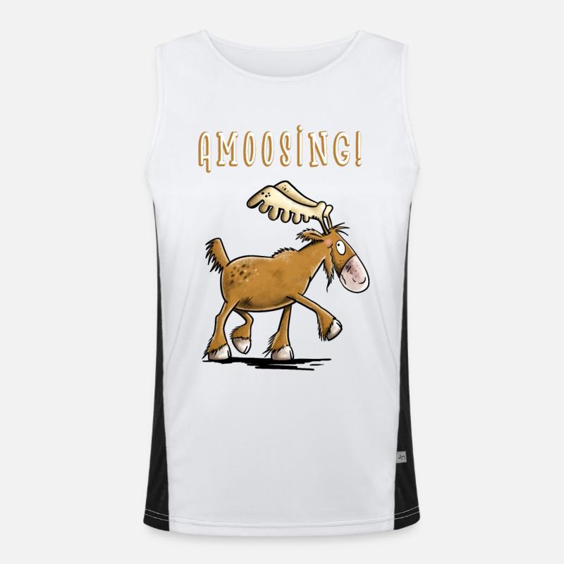 Amoosing Elch I Comic I Fun Geschenk I Elche Funktionelles Kontrast-Tank Top für Männer 