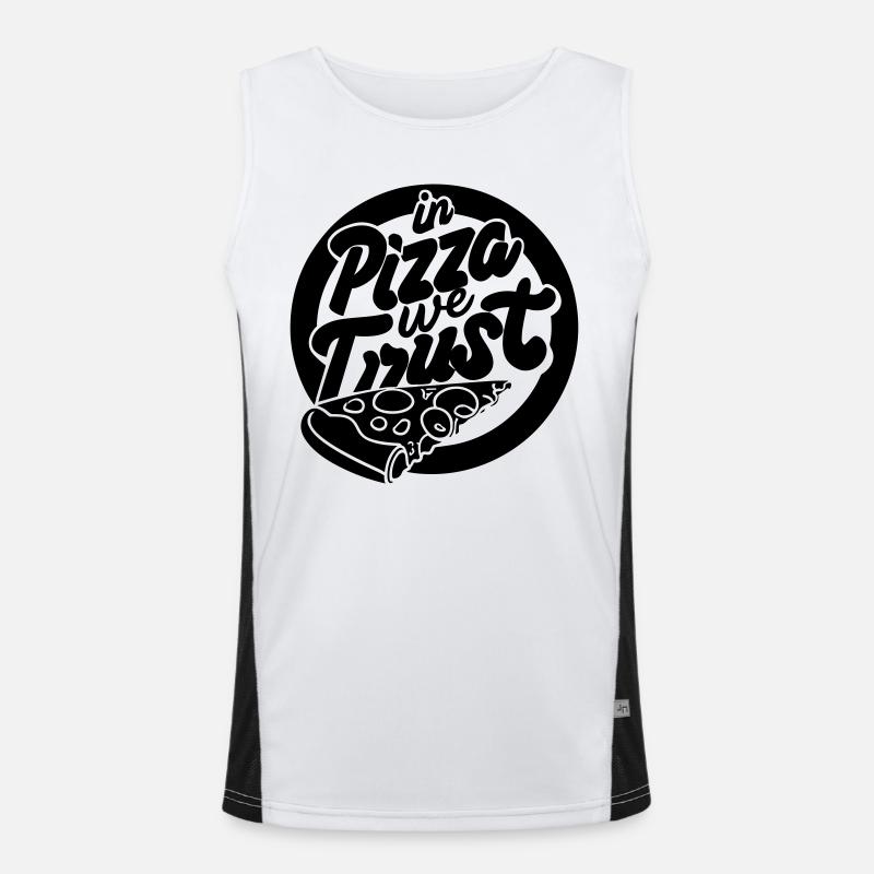 In Pizza We Trust Funktionelles Kontrast-Tank Top für Männer 