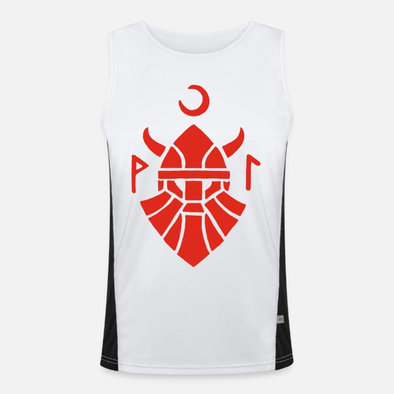 Rotes Wikinger-Krieger-Symbol Funktionelles Kontrast-Tank Top für Männer 