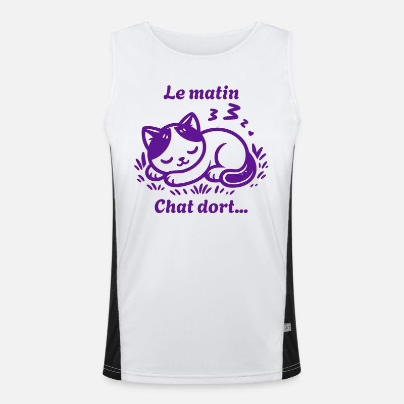 Chat Dort Chat Mignon Pas Du Matin - Débardeur respirant contrasté Homme - blanc/noir