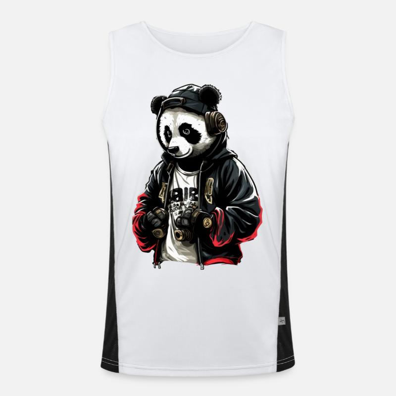 SSW29 Disko Panda Funktionelles Kontrast-Tank Top für Männer 