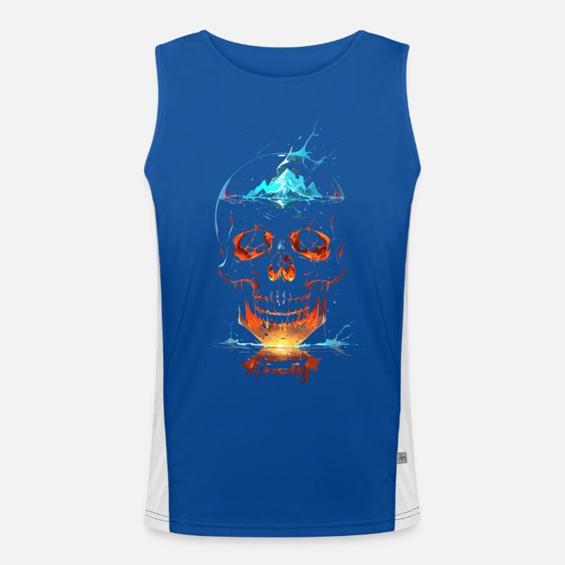 Crâne de Feu et Glace Éclatant Men's Functional Contrast Tank Top 