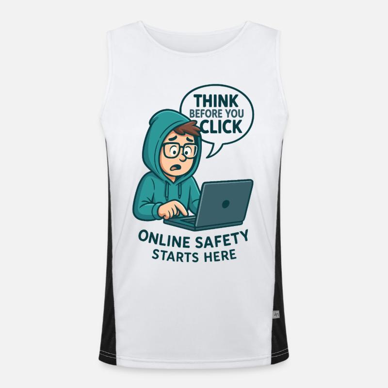 Think Before You Click - Online Security Men's Functional Contrast Tank Top 