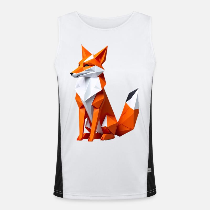 Geometrischer Polygonfuchs Funktionelles Kontrast-Tank Top für Männer 