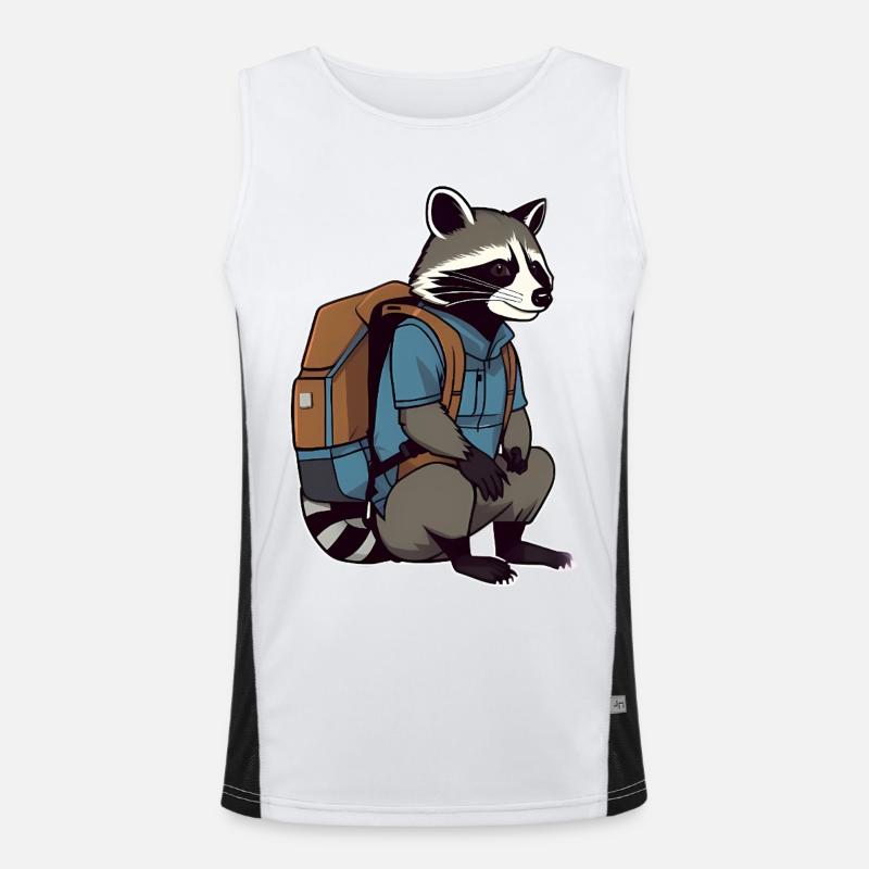 Wandernder Waschbär mit Rucksack Funktionelles Kontrast-Tank Top für Männer 