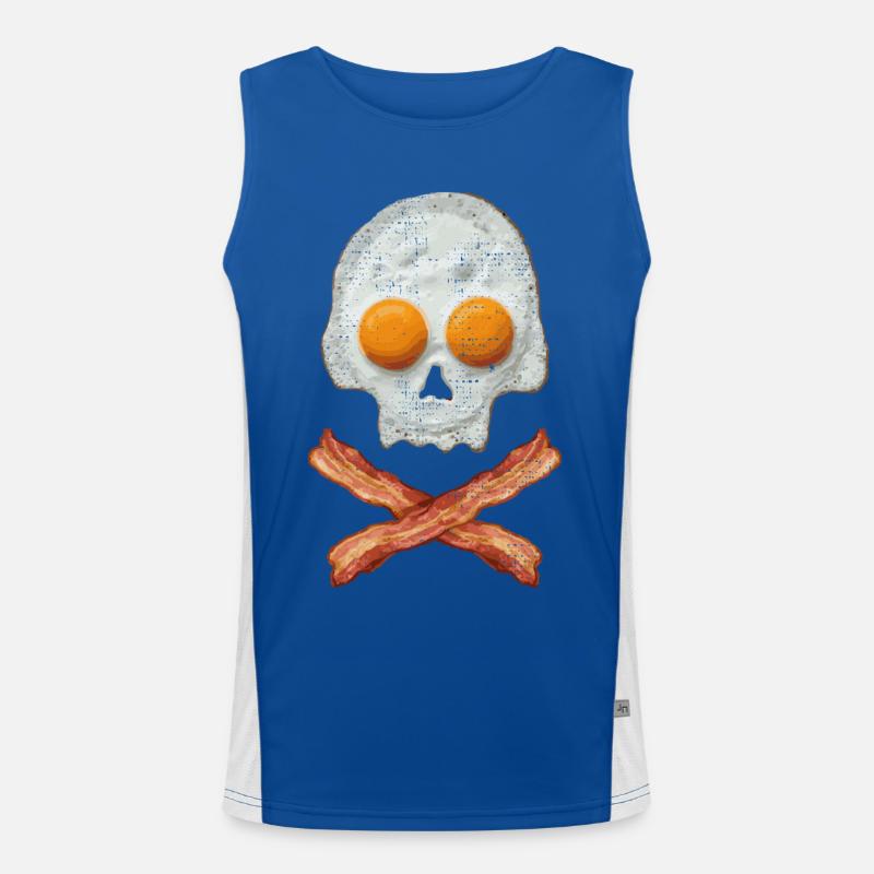 Fried Egg Skull with Bacon Cross Men's Functional Contrast Tank Top 
