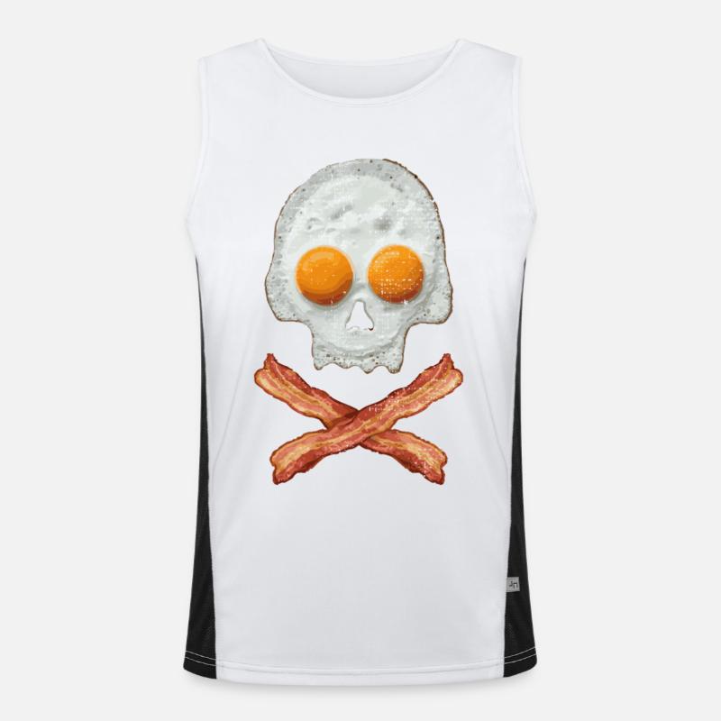 Fried Egg Skull with Bacon Cross - Men's Functional Contrast Tank Top  - white/black