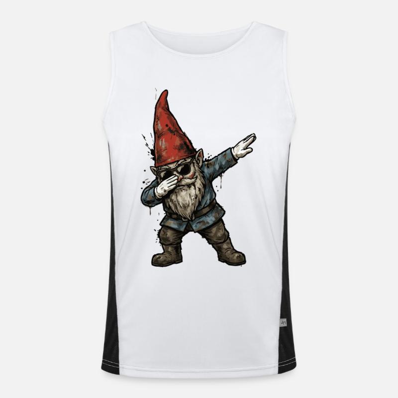 Garden Gnome Dab – Funny Dwarf Men's Functional Contrast Tank Top 