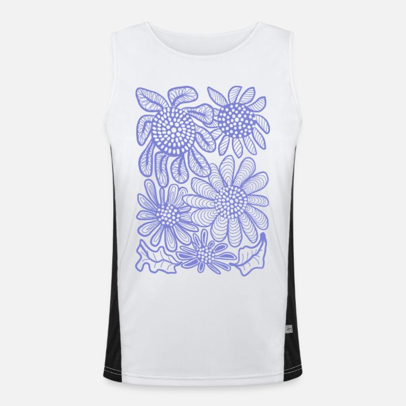 Floral Linework Bloom Men's Functional Contrast Tank Top 