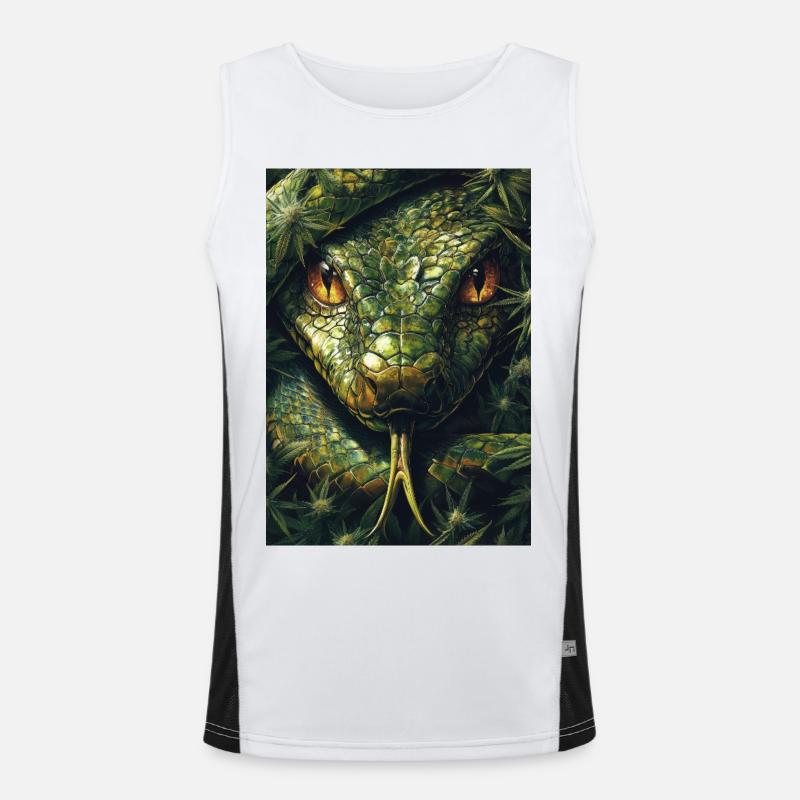 Snake Eye with Leaf Pattern - Men's Functional Contrast Tank Top  - white/black