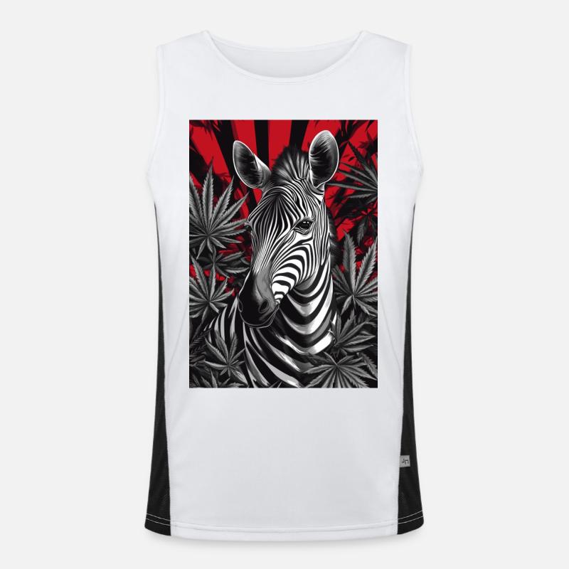 Zebra im Cannabis-Dschungel Funktionelles Kontrast-Tank Top für Männer 