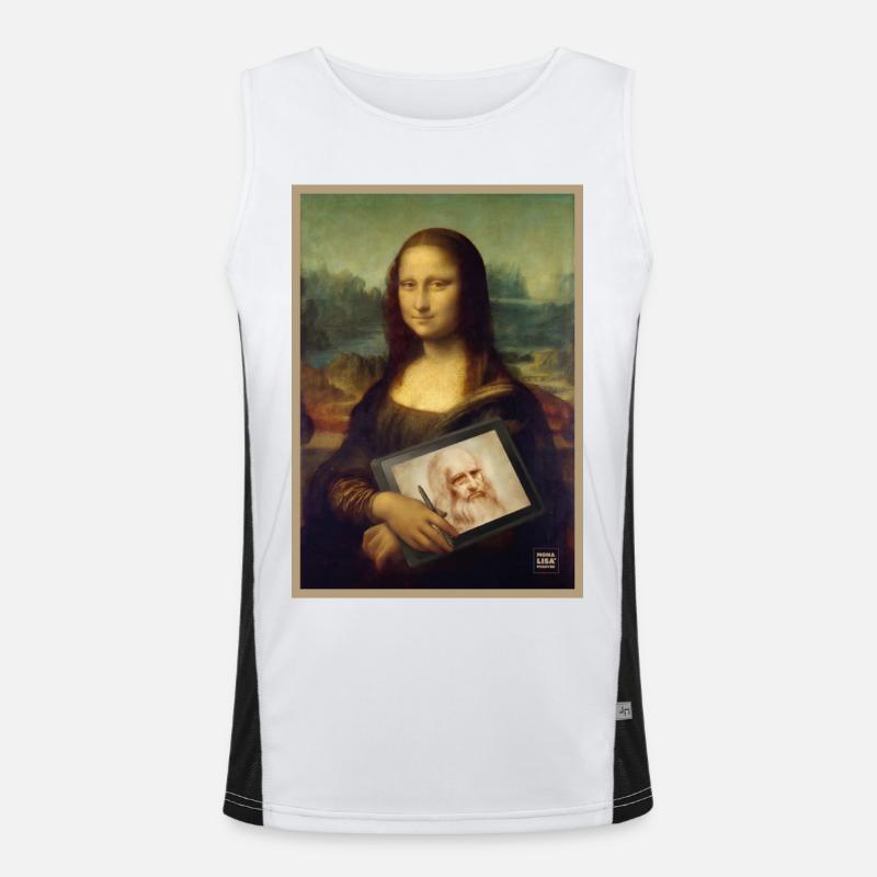 Mona Lisa Tablet Skizzen-Mashup Funktionelles Kontrast-Tank Top für Männer 