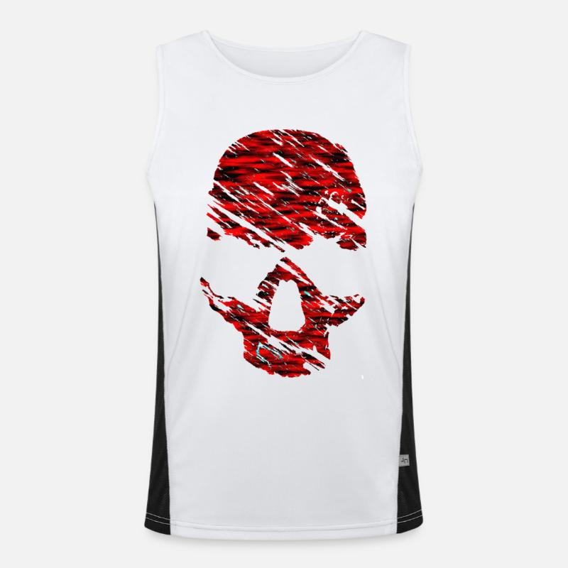 Red Skull with Cracks - Men's Functional Contrast Tank Top  - white/black