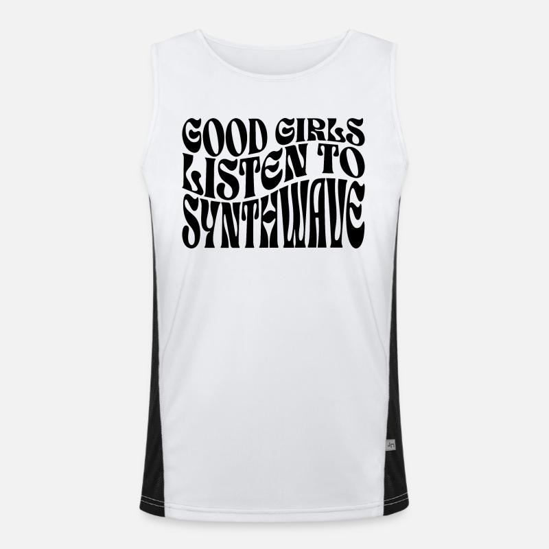 Mädchen hören Synthwave-Musik Funktionelles Kontrast-Tank Top für Männer 