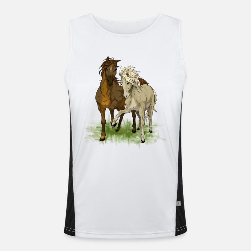 Amour du cheval - Dessin de chevaux aimants Débardeur respirant contrasté Homme 