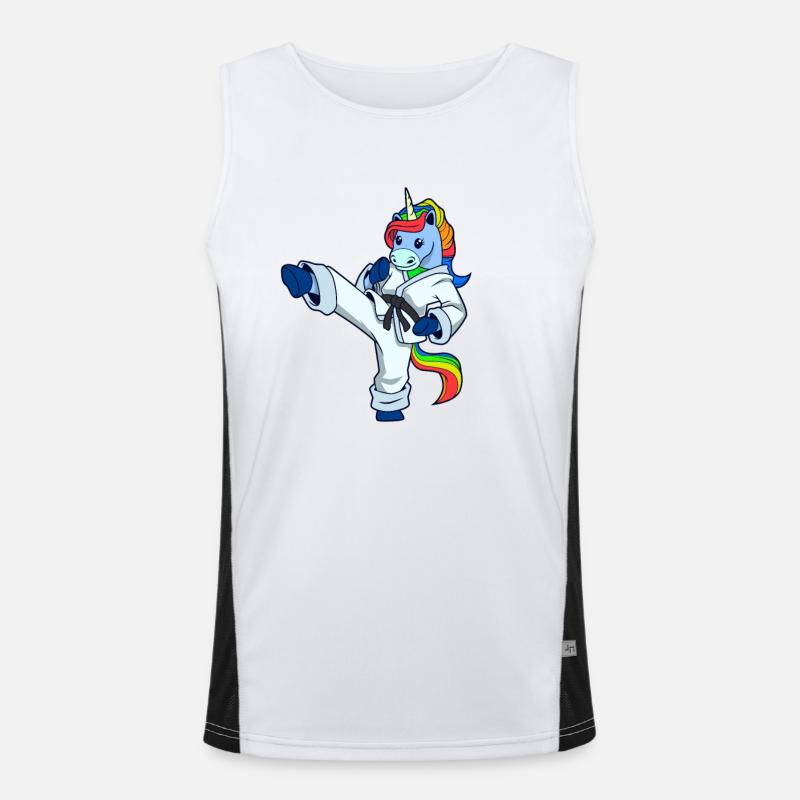 Comic Einhorn macht Karate Funktionelles Kontrast-Tank Top für Männer 