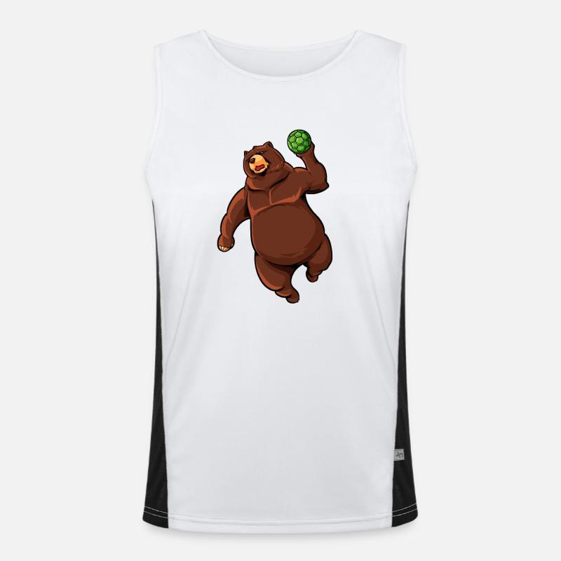 Comic Bear plays handball Men's Functional Contrast Tank Top 