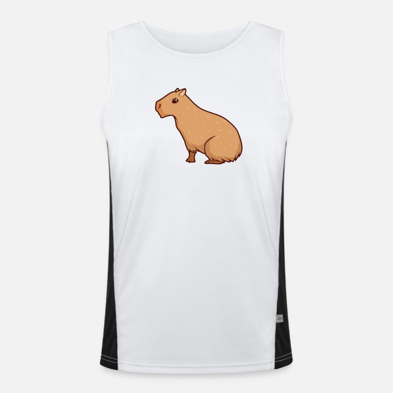 Kawaii capybara - Funktionel kontrast tanktop til herrer - hvid/sort