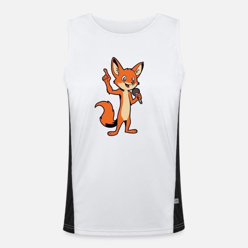 Singing vixen with microphone - Fuchs Men's Functional Contrast Tank Top 