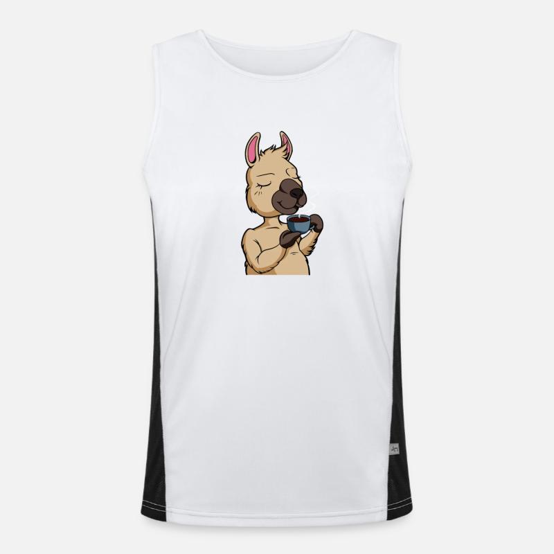 Lama drinks coffee - coffee drinker - Men's Functional Contrast Tank Top  - white/black