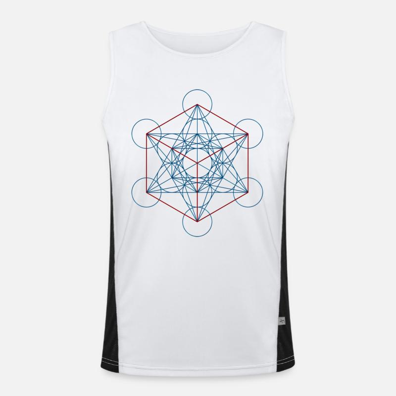 Metatron's Cube - blue red - Men's Functional Contrast Tank Top  - white/black