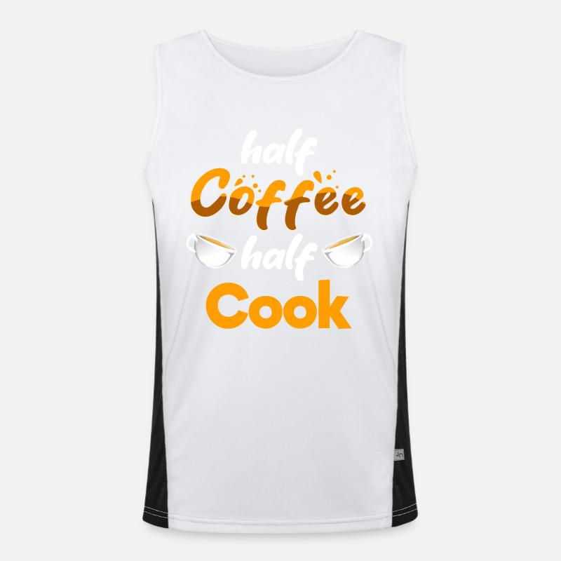 Half Coffee Half Cook Funny Chef Humor Culinary Funktionelles Kontrast-Tank Top für Männer 