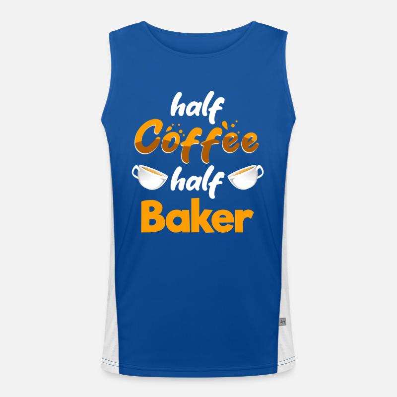 Half Coffee Half Baker Funny Baking Humor Pastry Funktionelles Kontrast-Tank Top für Männer 