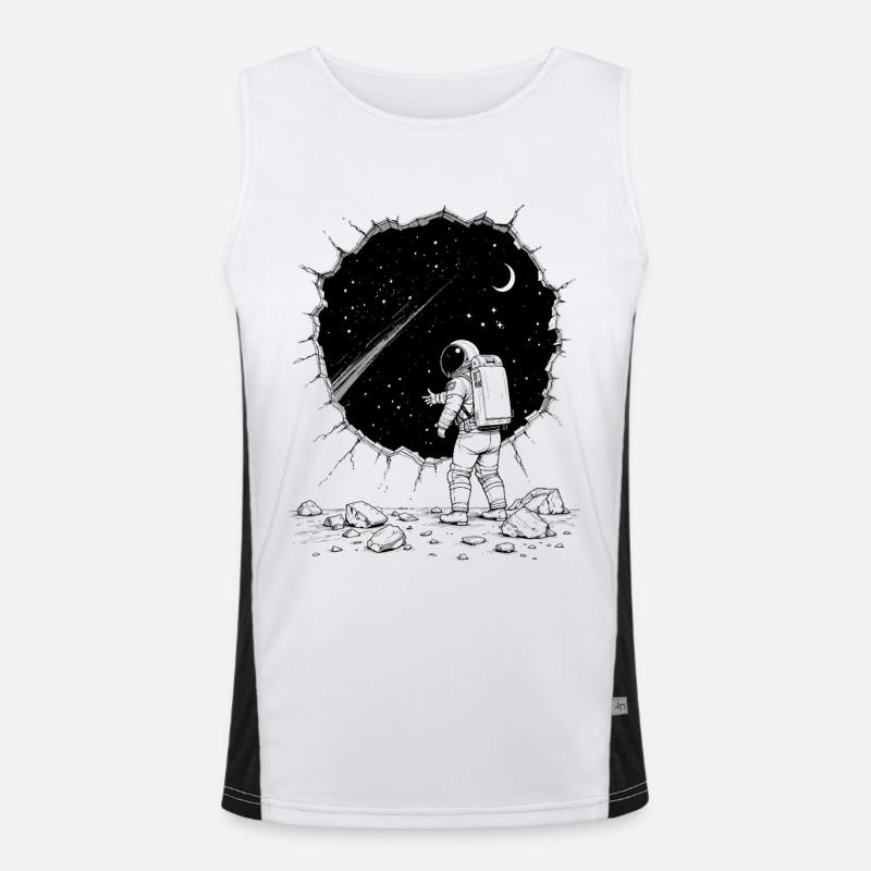 Astronaut Space Hole Wall Stars Black White Men's Functional Contrast Tank Top 