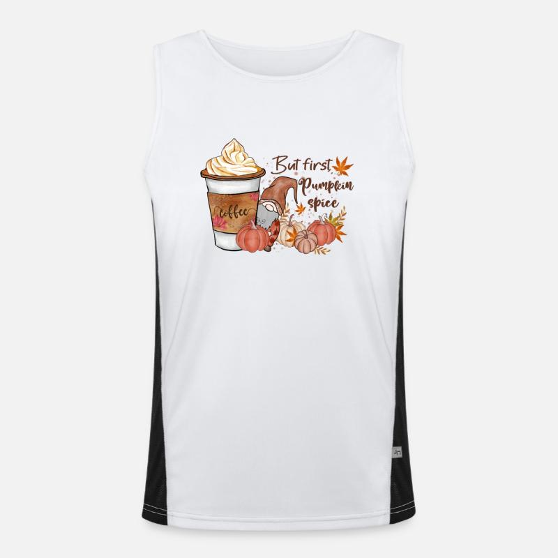 Coffee But first Pumpkin Spice - Men's Functional Contrast Tank Top  - white/black