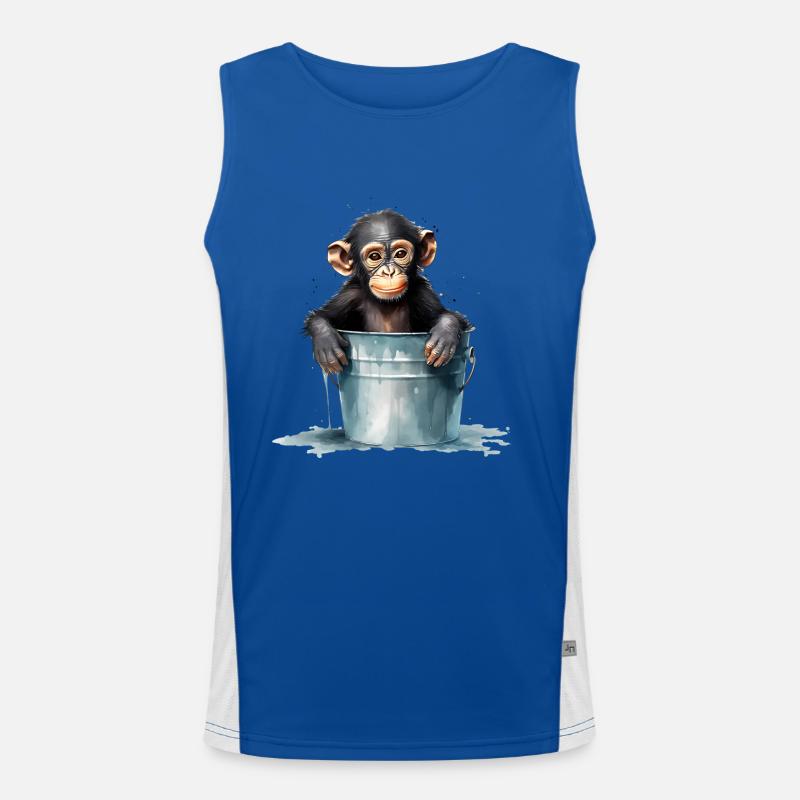 Monkey seeks cooling Men's Functional Contrast Tank Top 