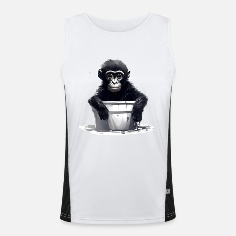 Ein Affe trotzt dem Klimawandel Funktionelles Kontrast-Tank Top für Männer 