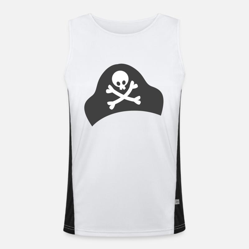 Simple crossbones on a pirate hat Men's Functional Contrast Tank Top 