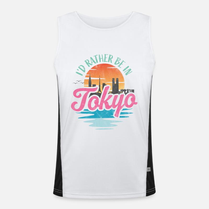I'd rather be in Tokyo Men's Functional Contrast Tank Top 