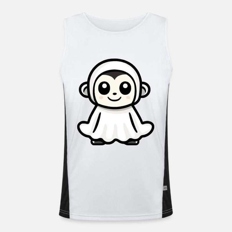 Monkey Halloween Comic Ghost - Men's Functional Contrast Tank Top - white/black