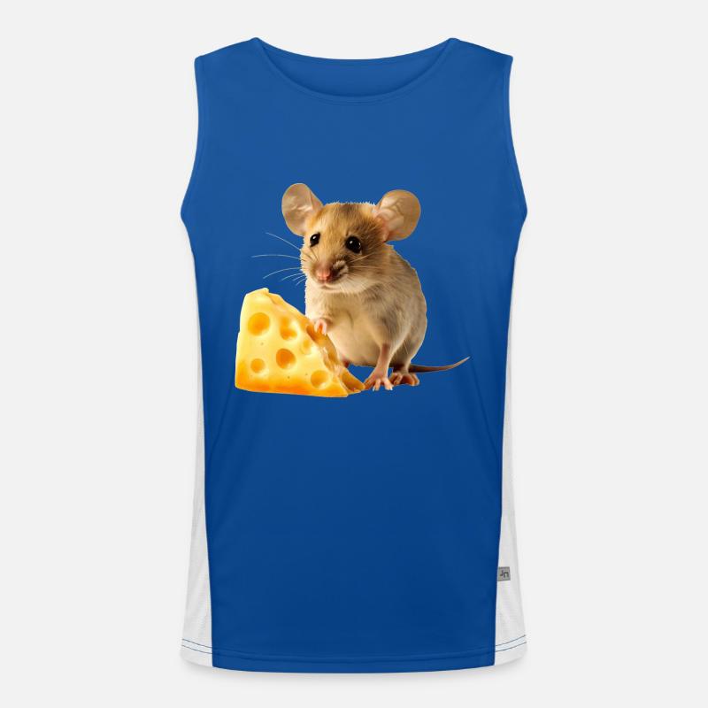 Maus mit einem Stückchen Käse Funktionelles Kontrast-Tank Top für Männer 