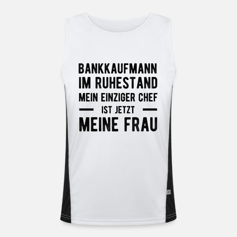 Bankkaufmann Witziger Spruch Ehemann Ehefrau Funktionelles Kontrast-Tank Top für Männer 